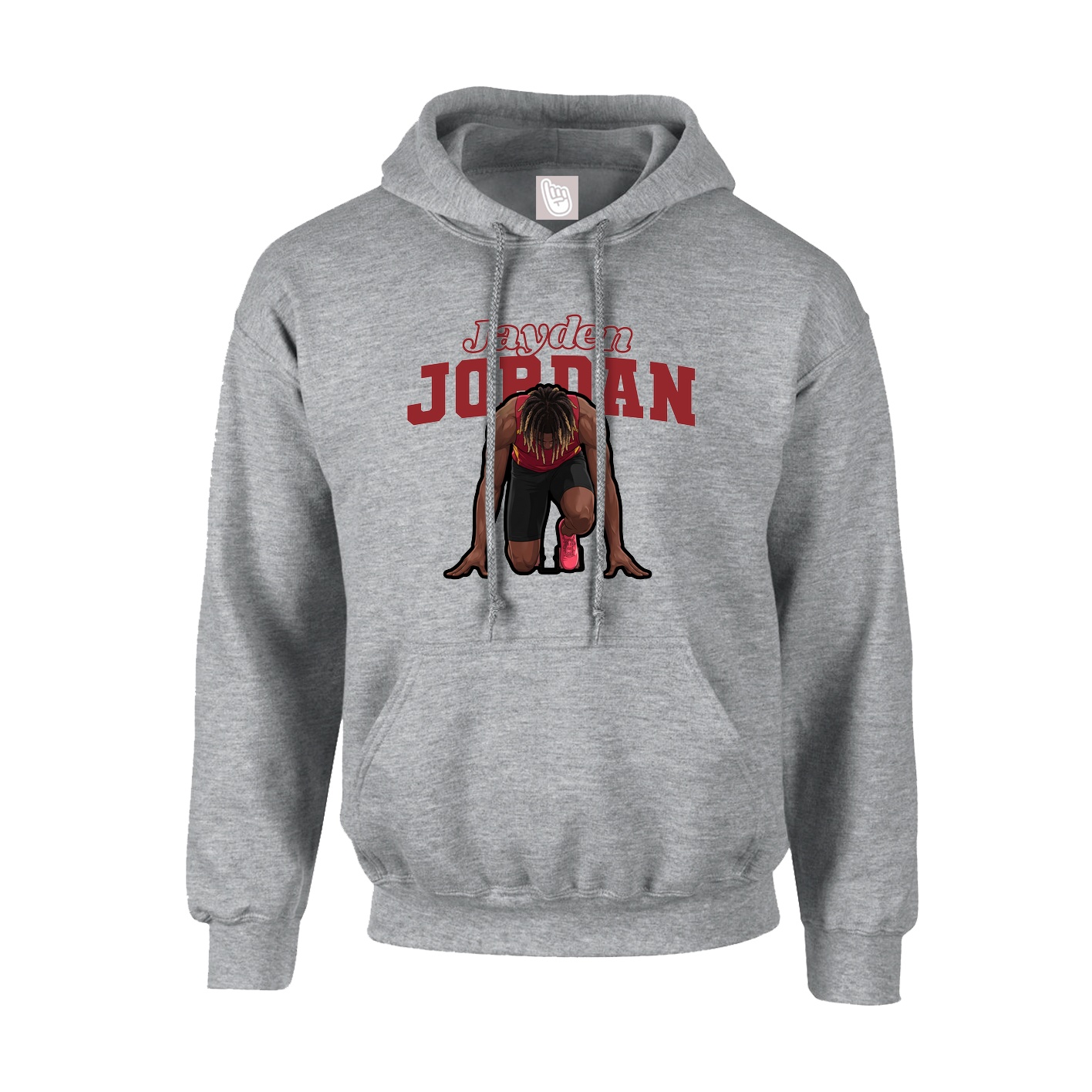 Youth Hoodie — Name Arch in Grey