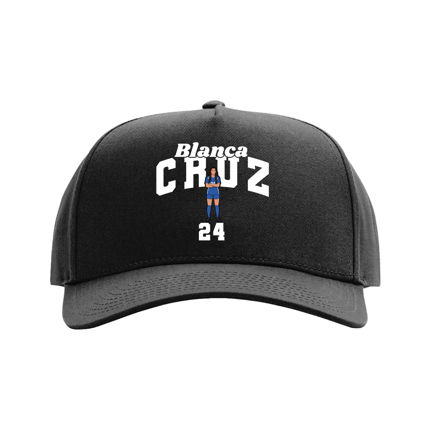 Full Fabric Five-Panel Champ Cap — Signature Arch in Black