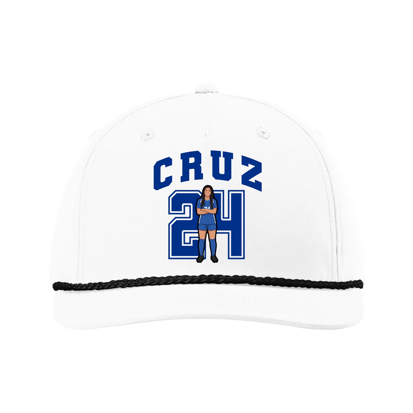Five-Panel Classic Rope Cap — Number in White