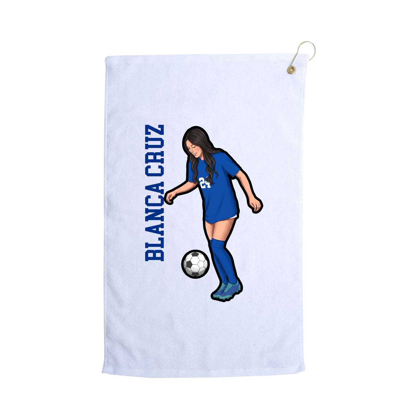Golf Towel — Name Vertical in White