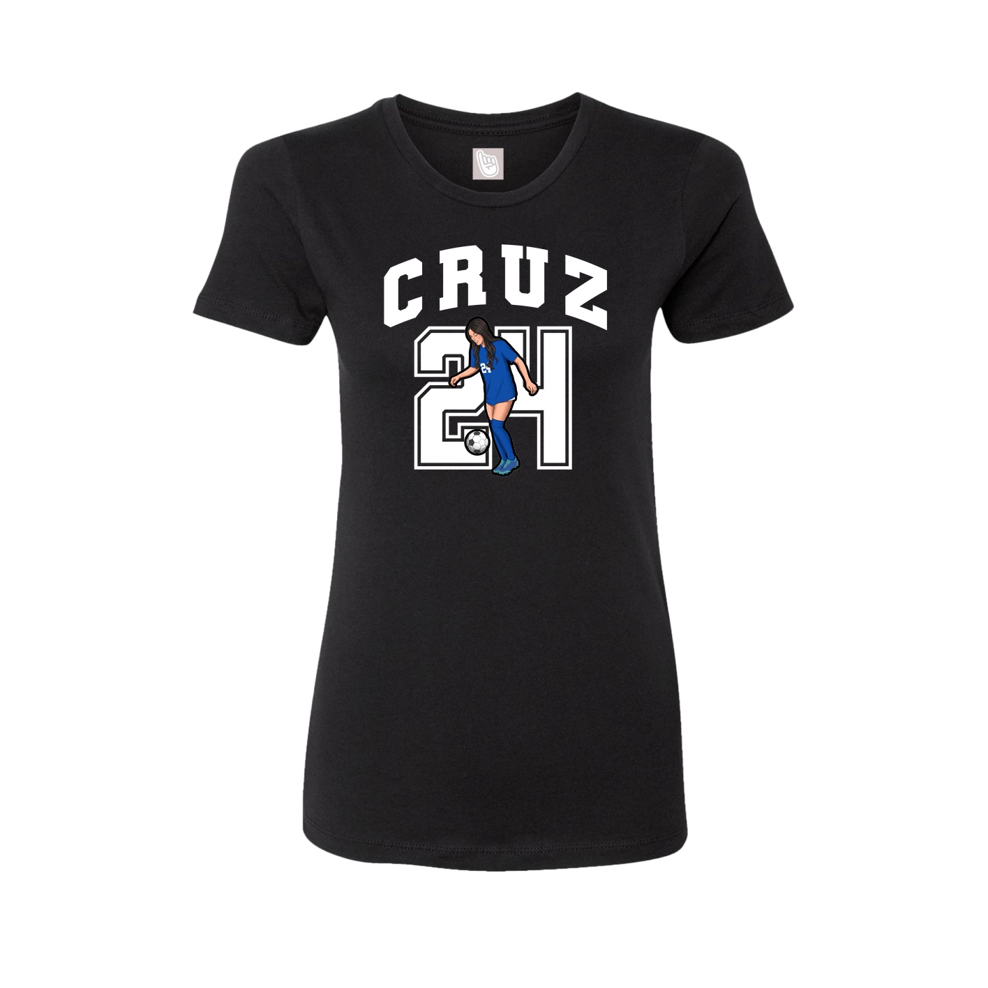 Fitted Women's Tee — Number in Black