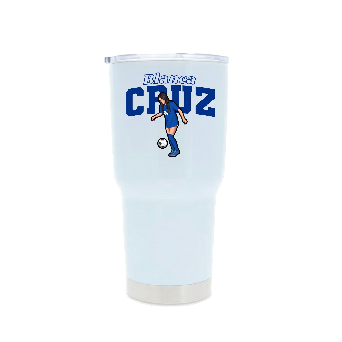 30oz Stainless Steel Tumbler — Name Arch in White