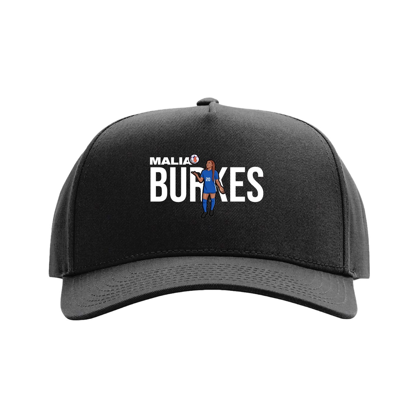 Full Fabric Five-Panel Champ Cap — Player Name in Black
