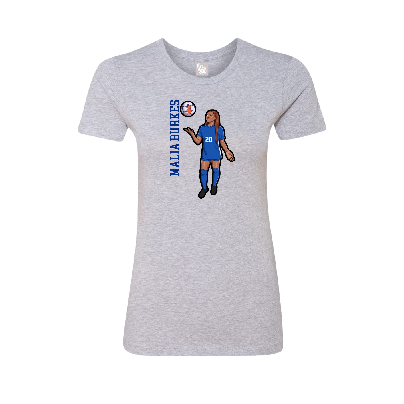 Fitted Women's Tee — Name Vertical in Grey