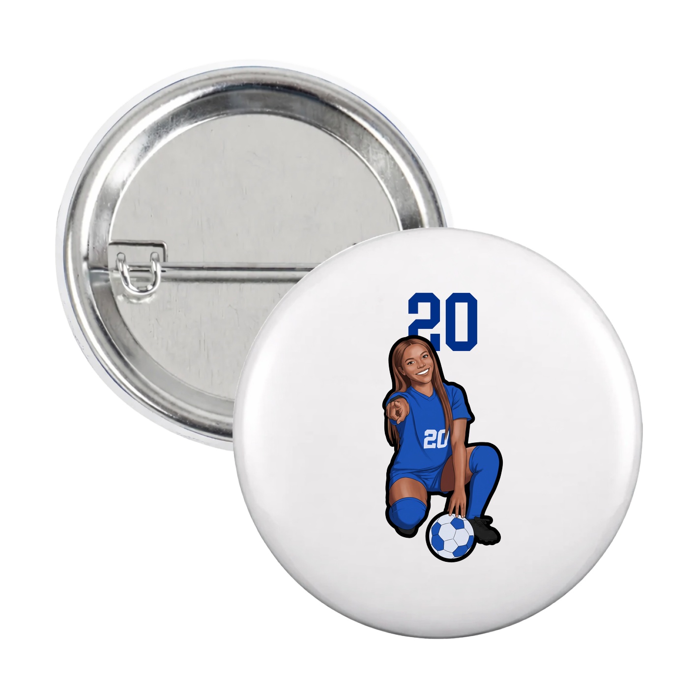 Game Day Button — Number Top in White