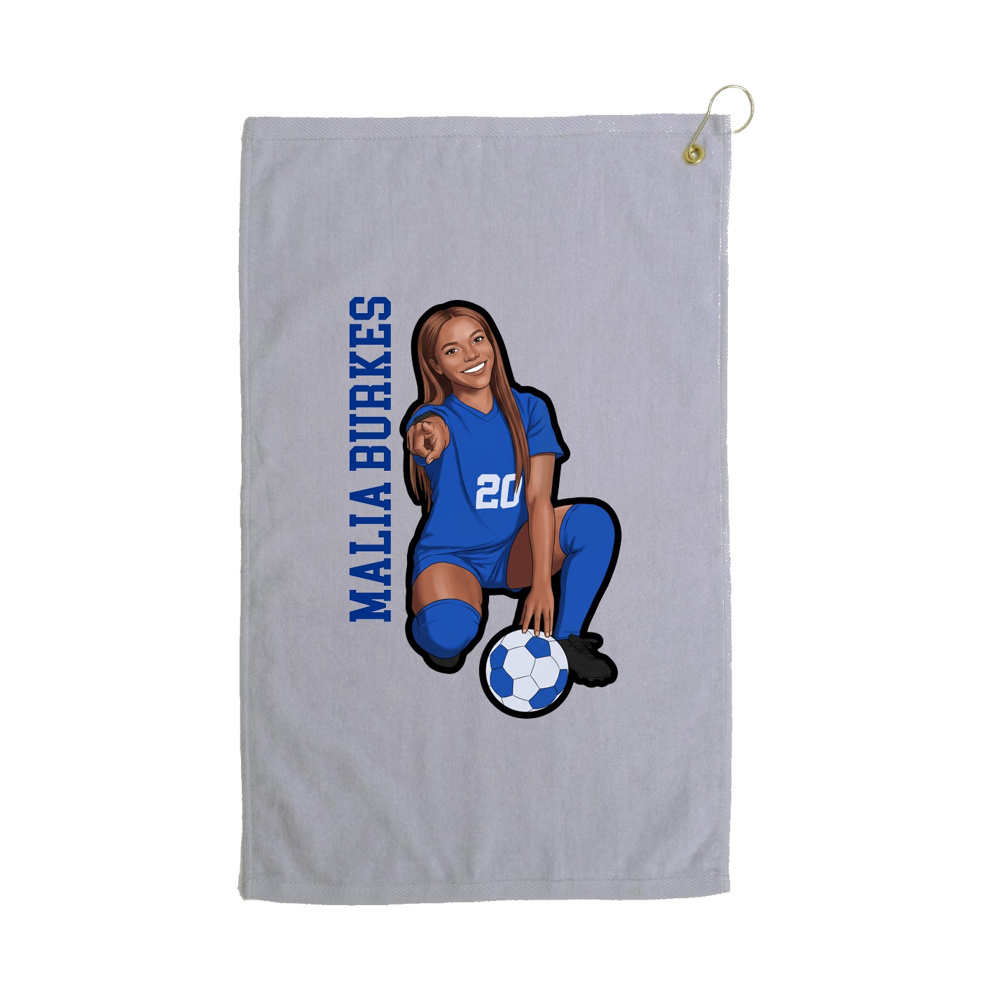 Golf Towel — Name Vertical in Grey
