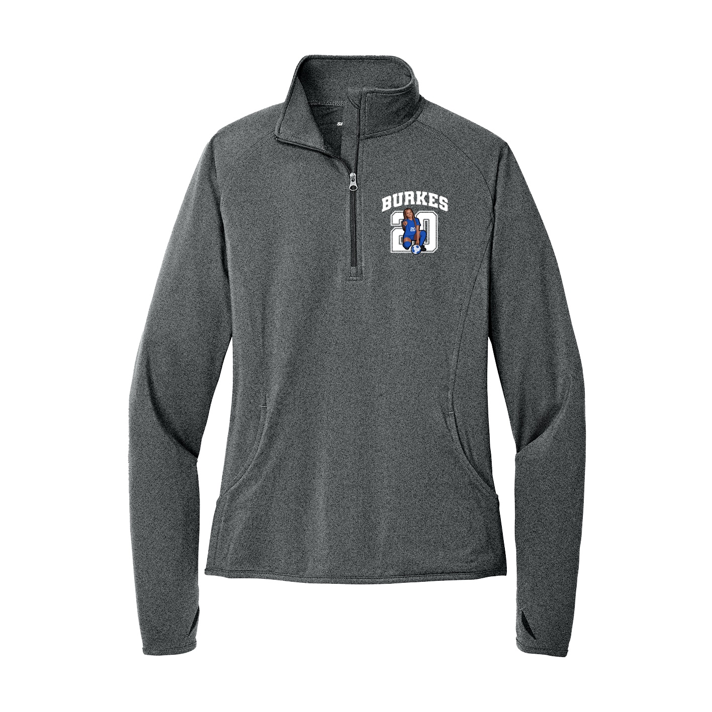 Women's Q-Zip Pullover — Number in Grey