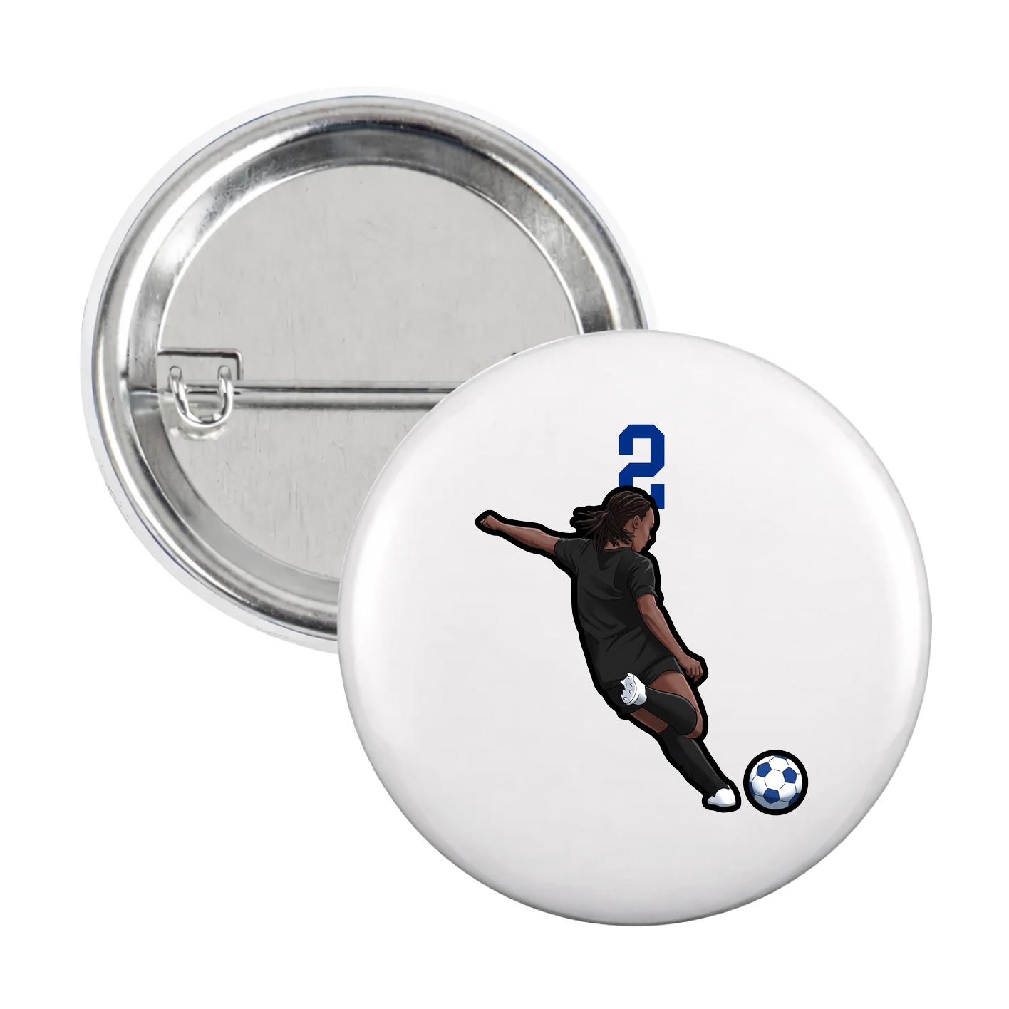 Game Day Button — Number Top in White