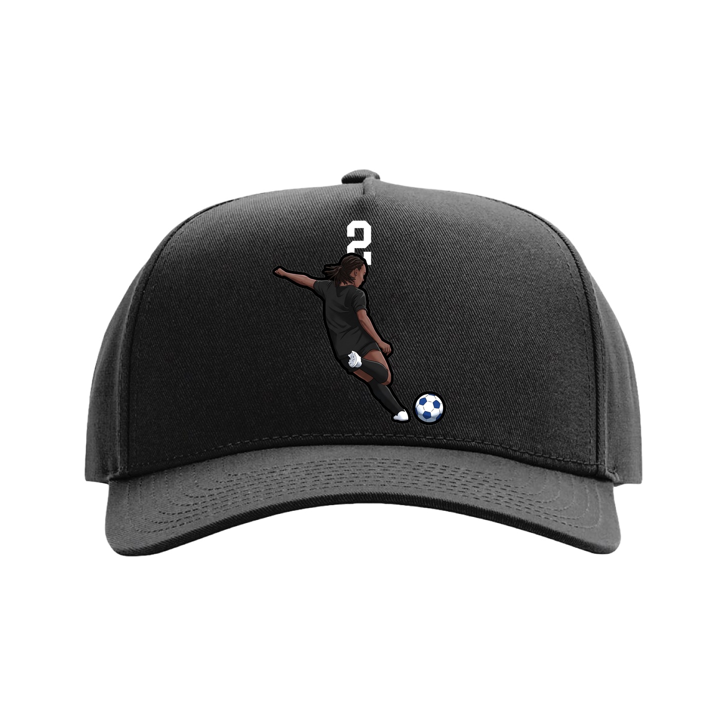 Full Fabric Five-Panel Champ Cap — Number Top in Black