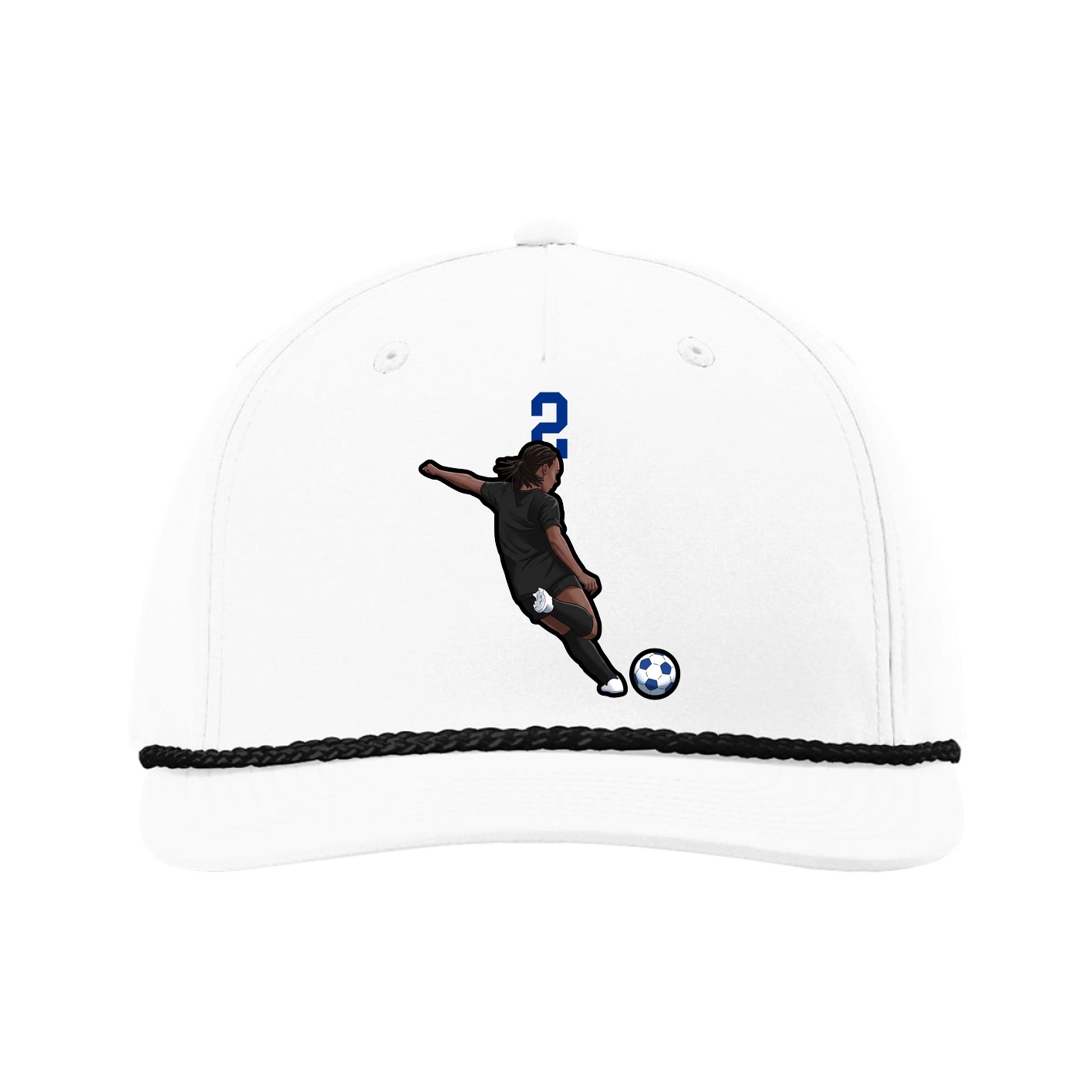 Five-Panel Classic Rope Cap — Number Top in White
