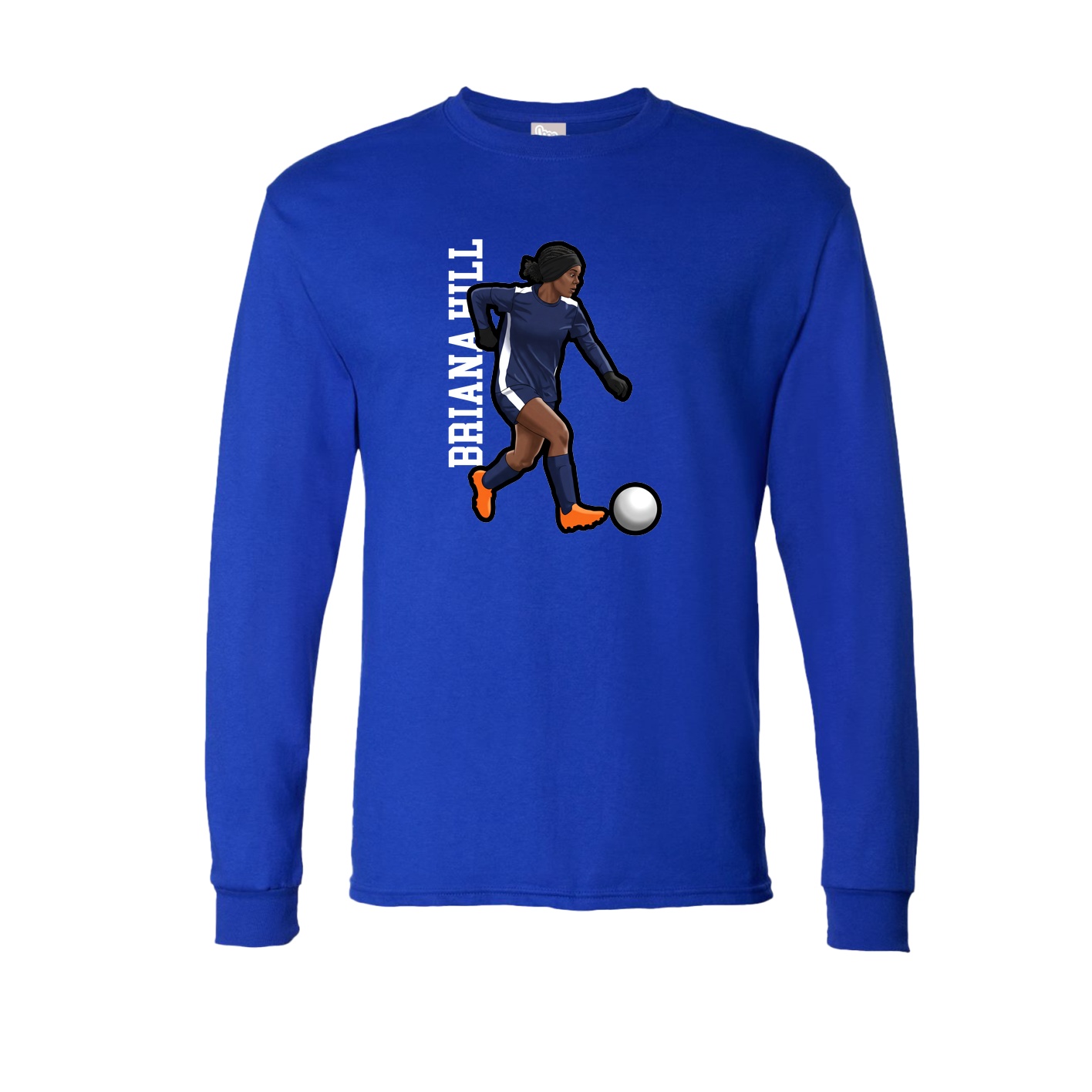 Long Sleeve Tee — Name Vertical in Royal