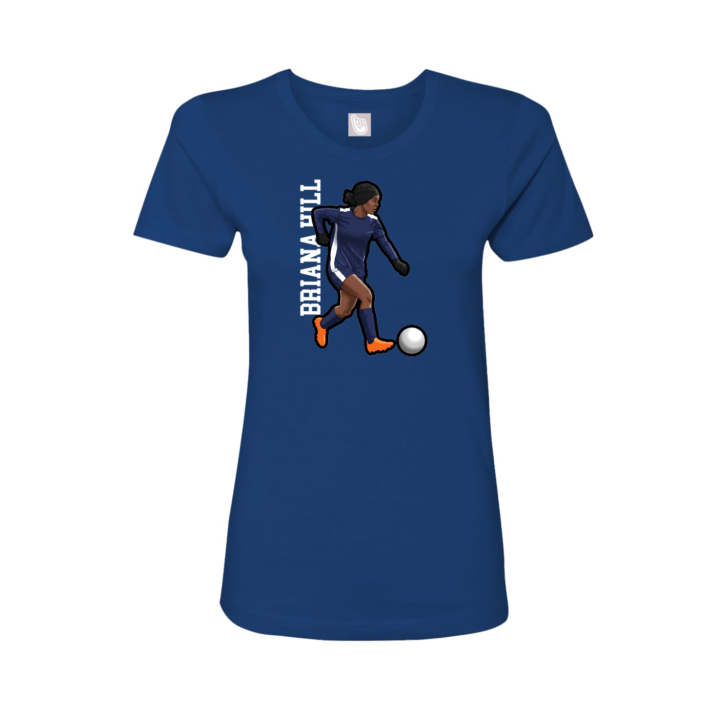 Fitted Women's Tee — Name Vertical in Royal