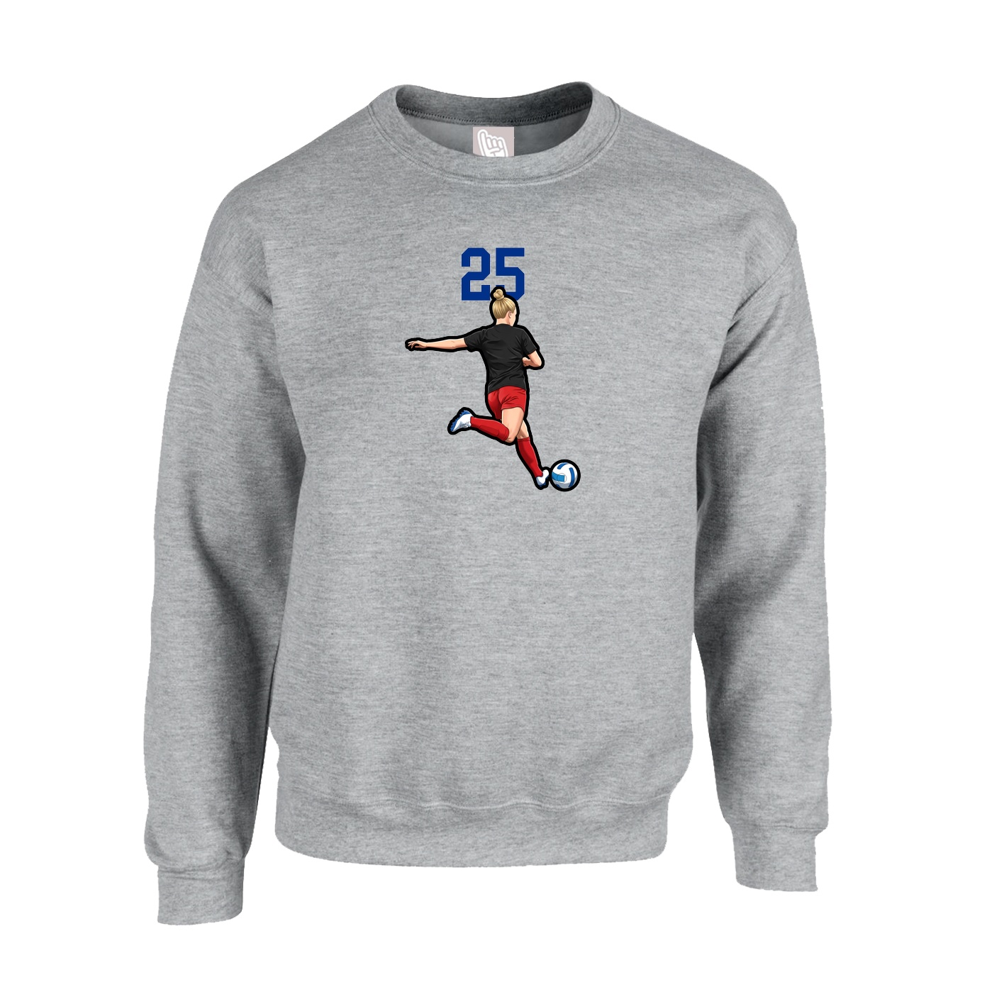 Fleece Crew — Number Top in Grey