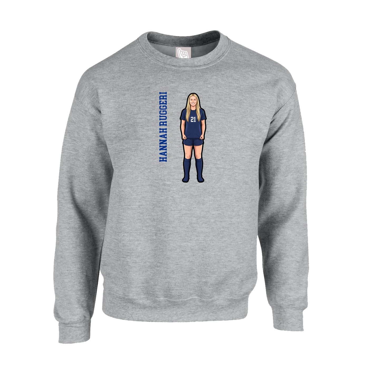 Fleece Crew — Name Vertical in Grey
