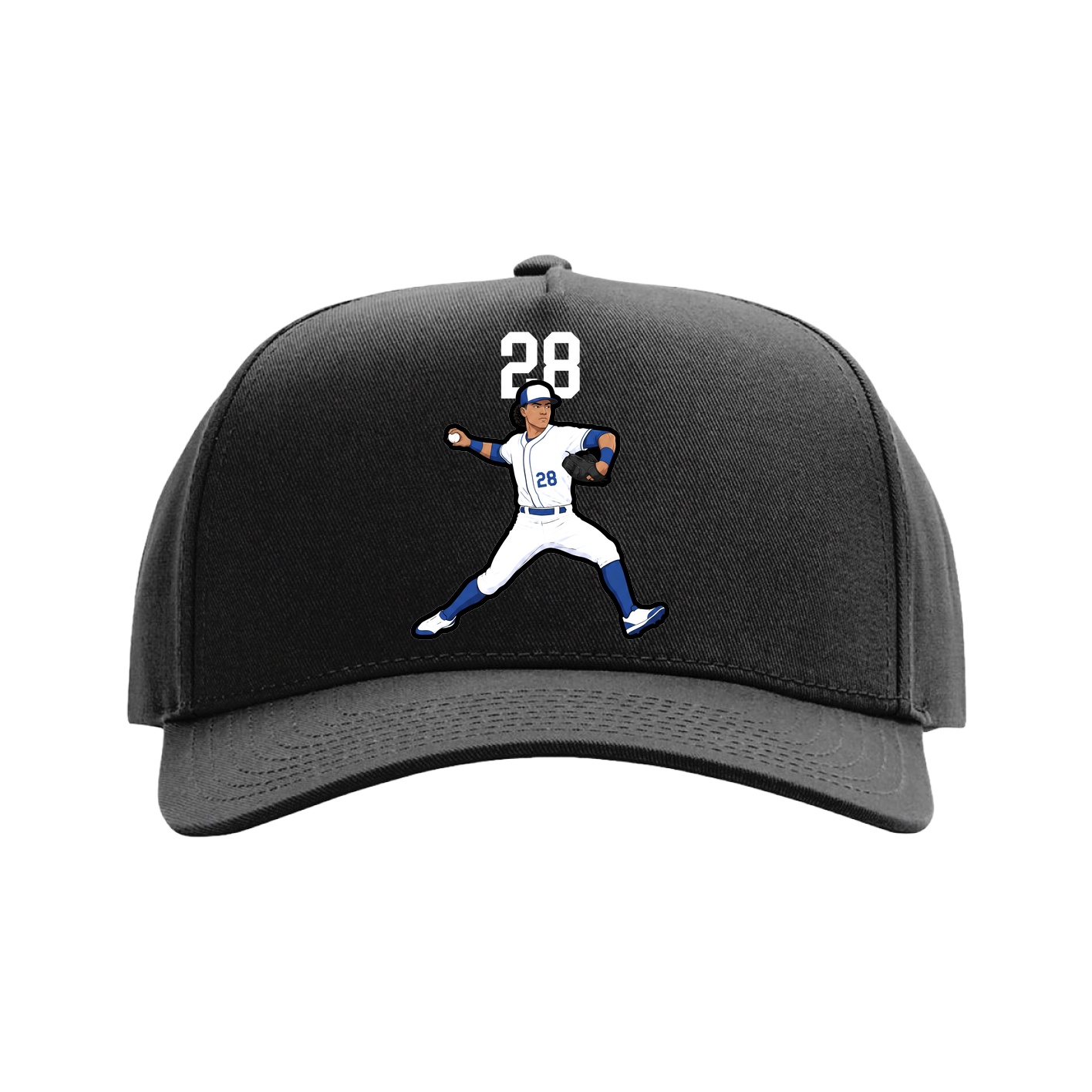 Full Fabric Five-Panel Champ Cap — Number Top in Black