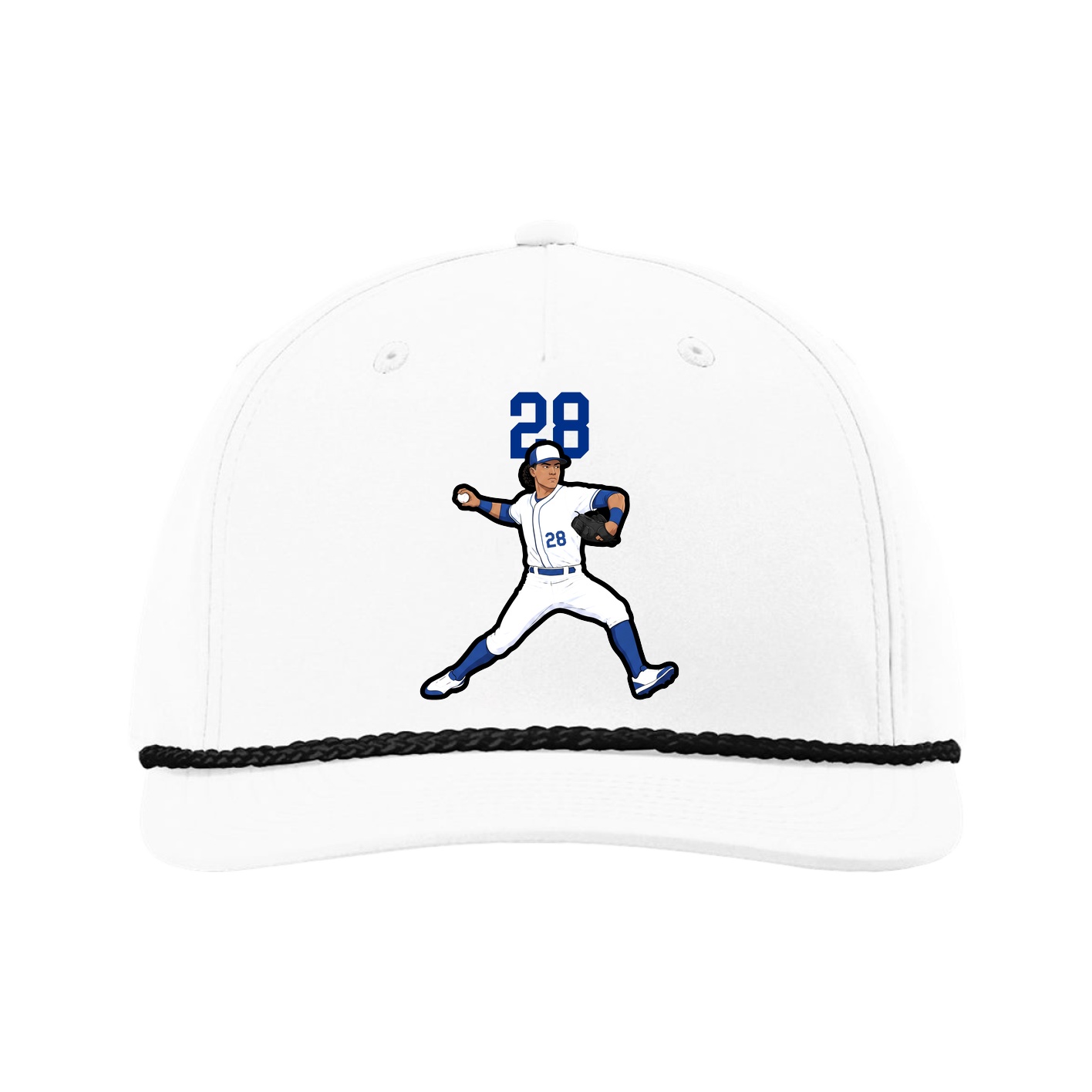 Five-Panel Classic Rope Cap — Number Top in White