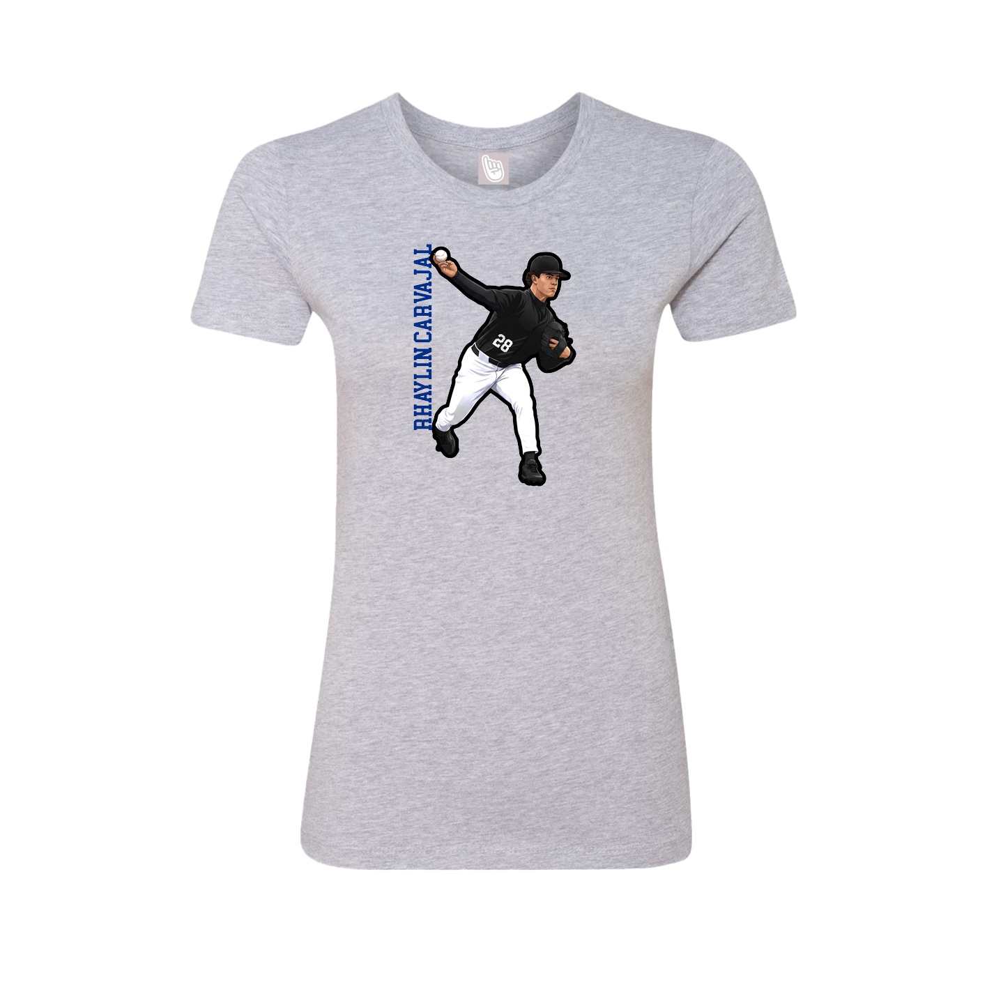 Fitted Women's Tee — Name Vertical in Grey
