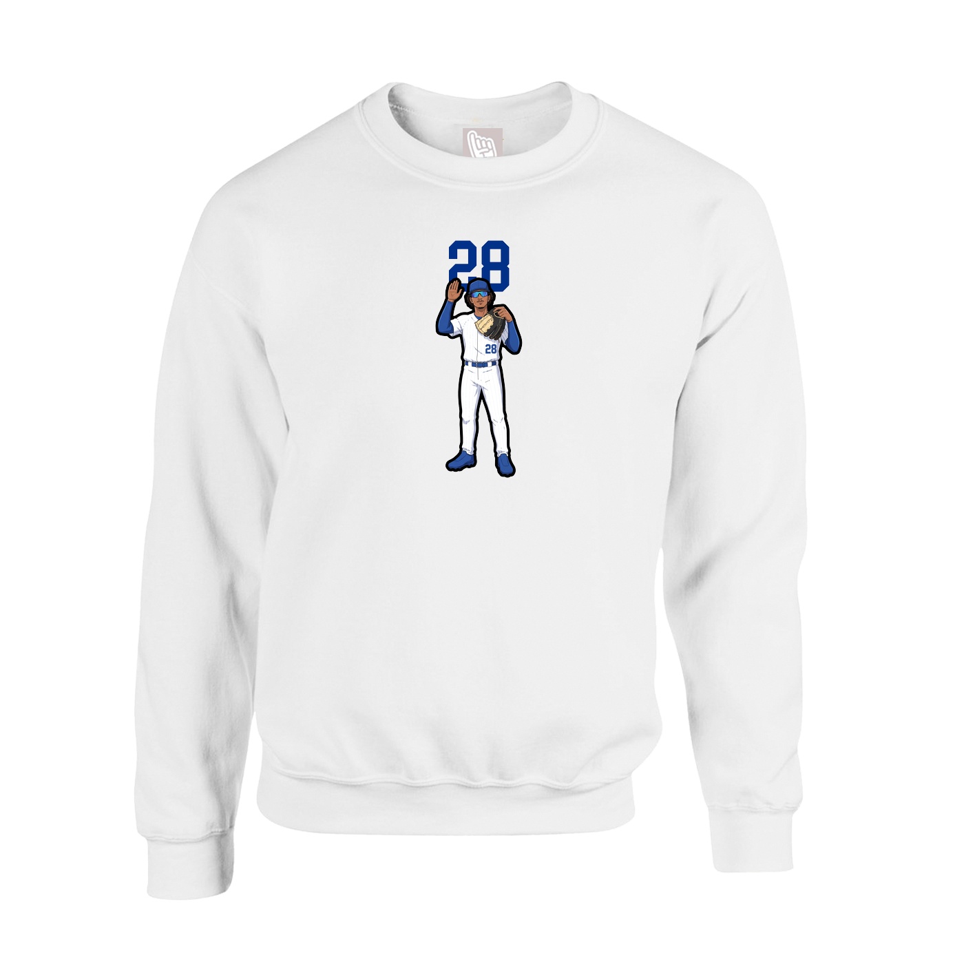 Fleece Crew — Number Top in White