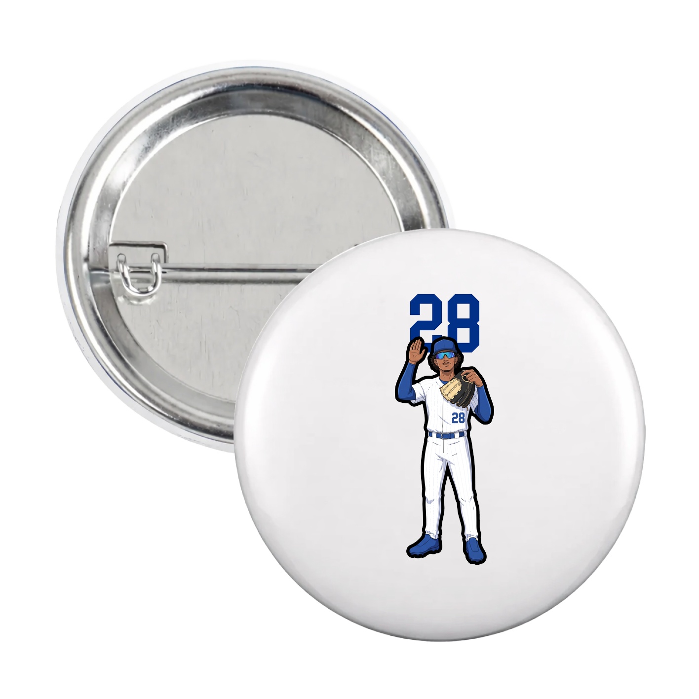 Game Day Button — Number Top in White