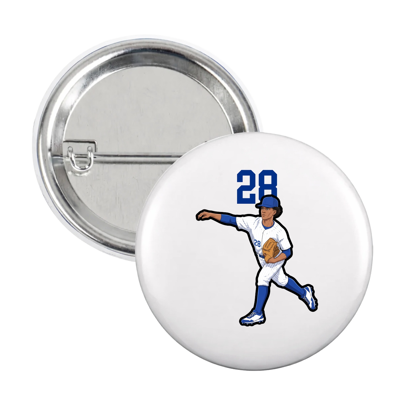 Game Day Button — Number Top in White