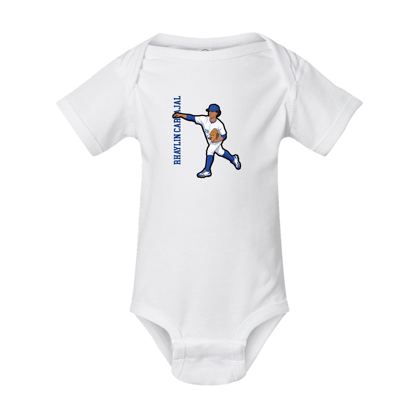 Baby Onesie — Name Vertical in White
