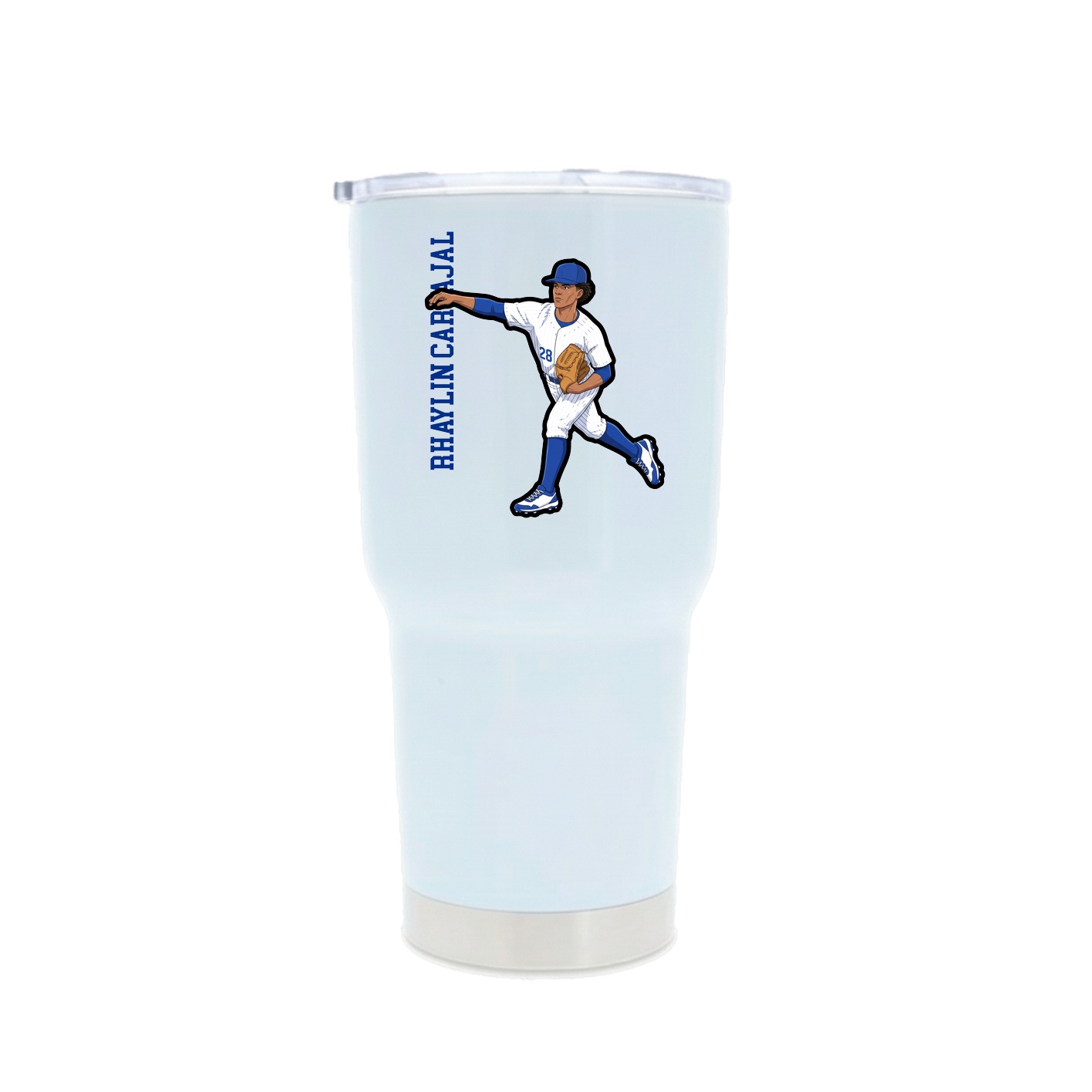 30oz Stainless Steel Tumbler — Name Vertical in White
