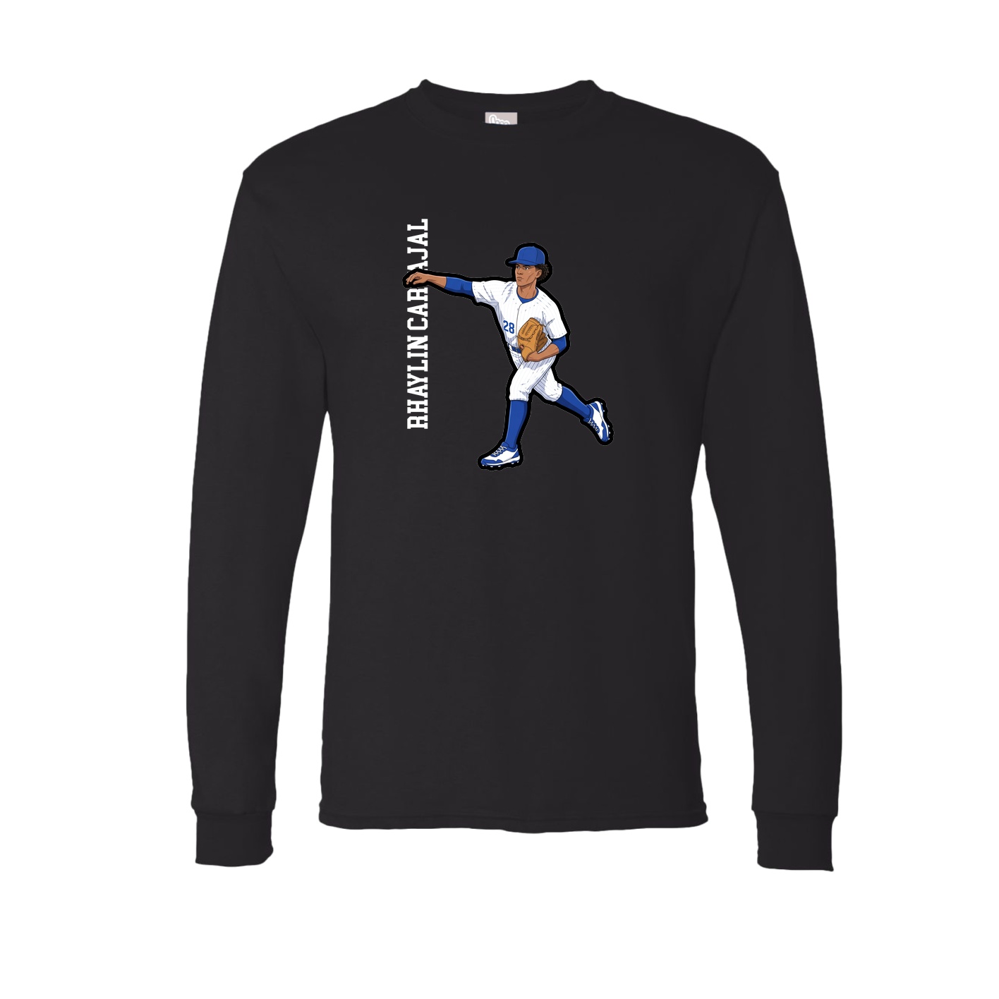 Long Sleeve Tee — Name Vertical in Black
