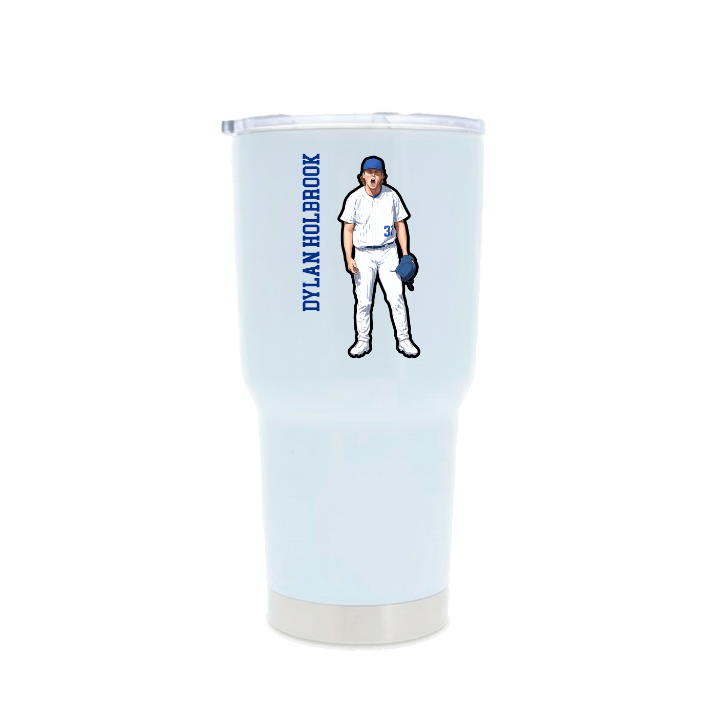 30oz Stainless Steel Tumbler — Name Vertical in White