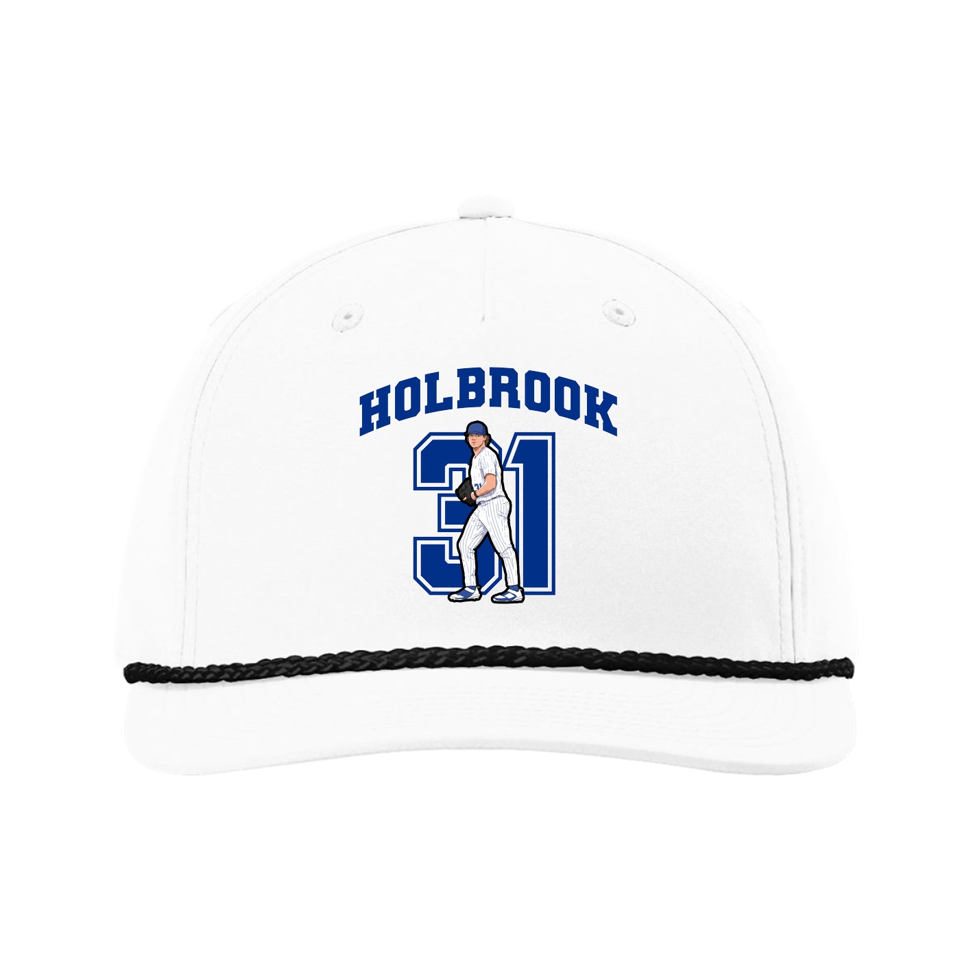 Five-Panel Classic Rope Cap — Number in White