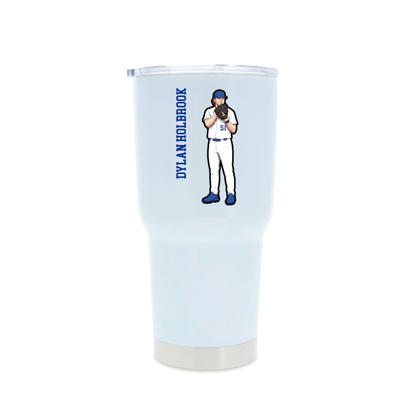 30oz Stainless Steel Tumbler — Name Vertical in White