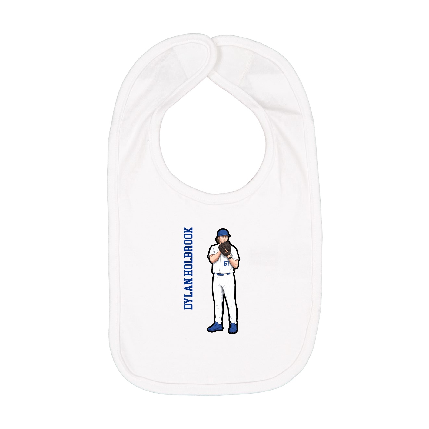 Infant Bib — Name Vertical in White
