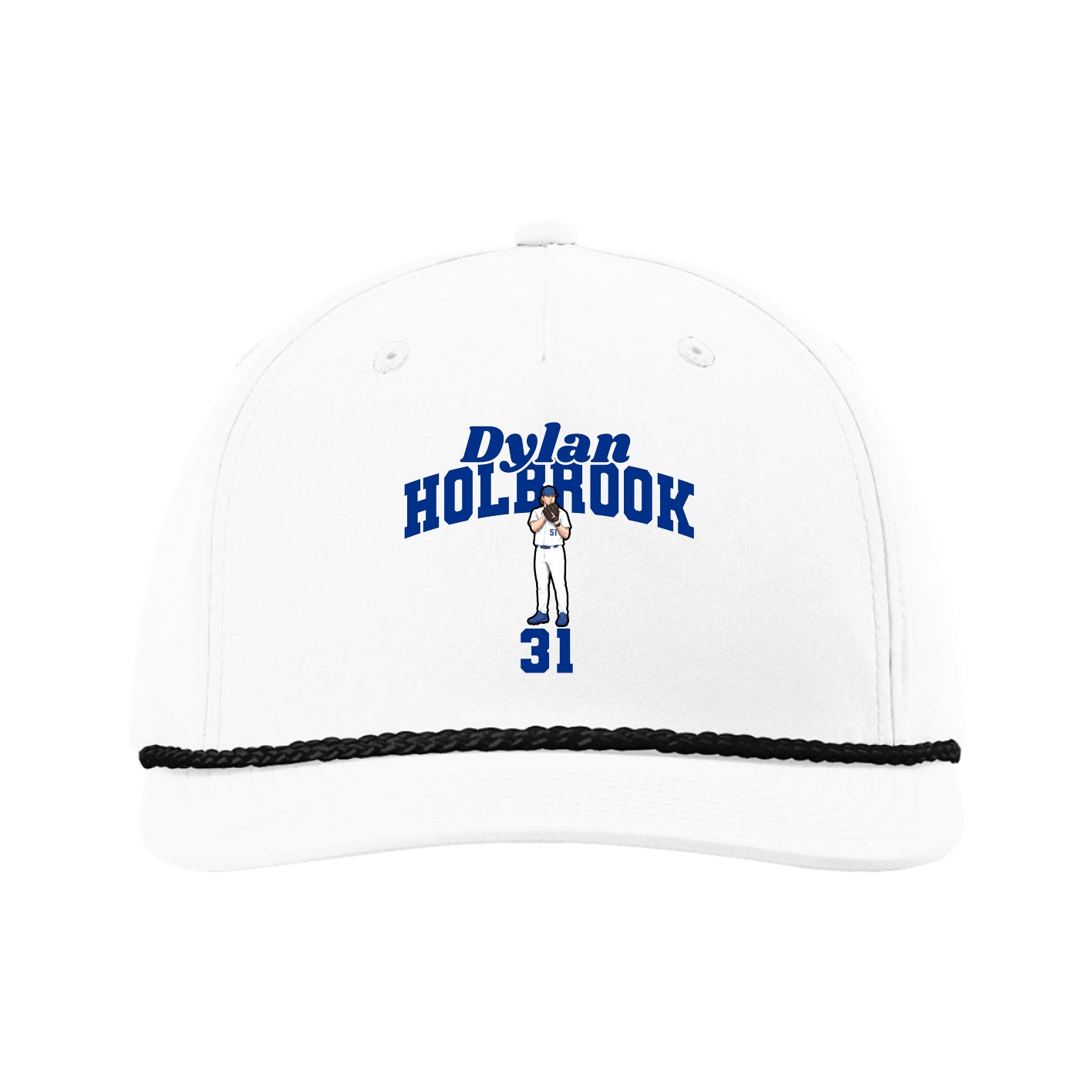 Five-Panel Classic Rope Cap — Signature Arch in White