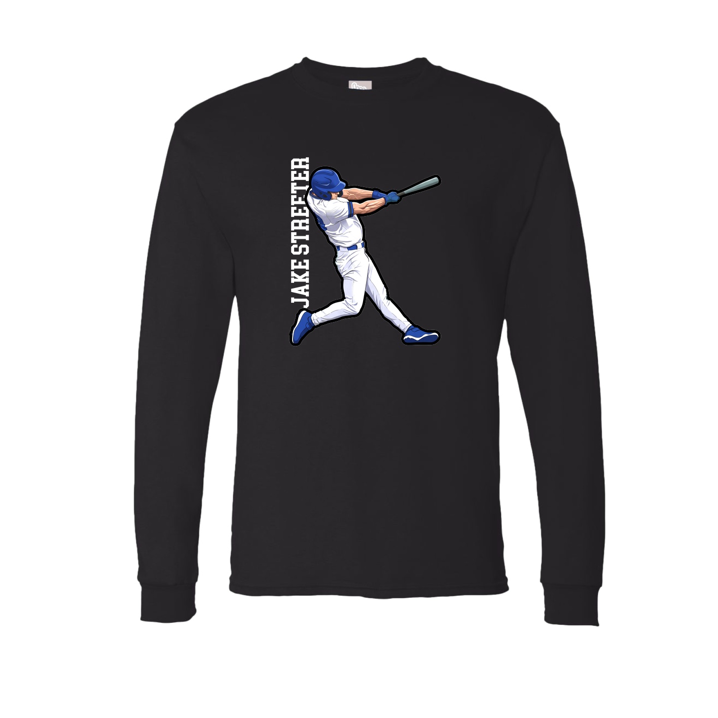 Long Sleeve Tee — Name Vertical in Black