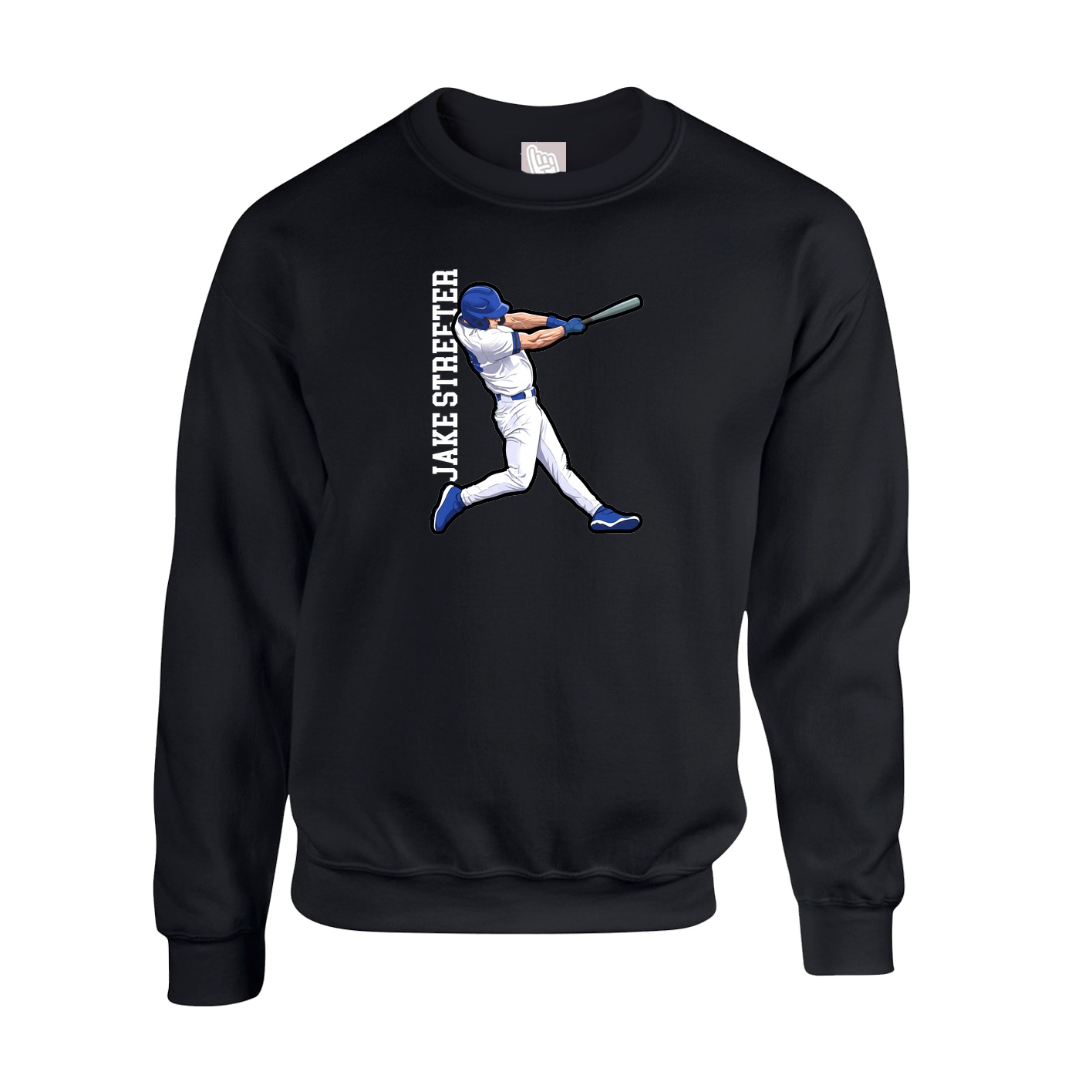 Fleece Crew — Name Vertical in Black
