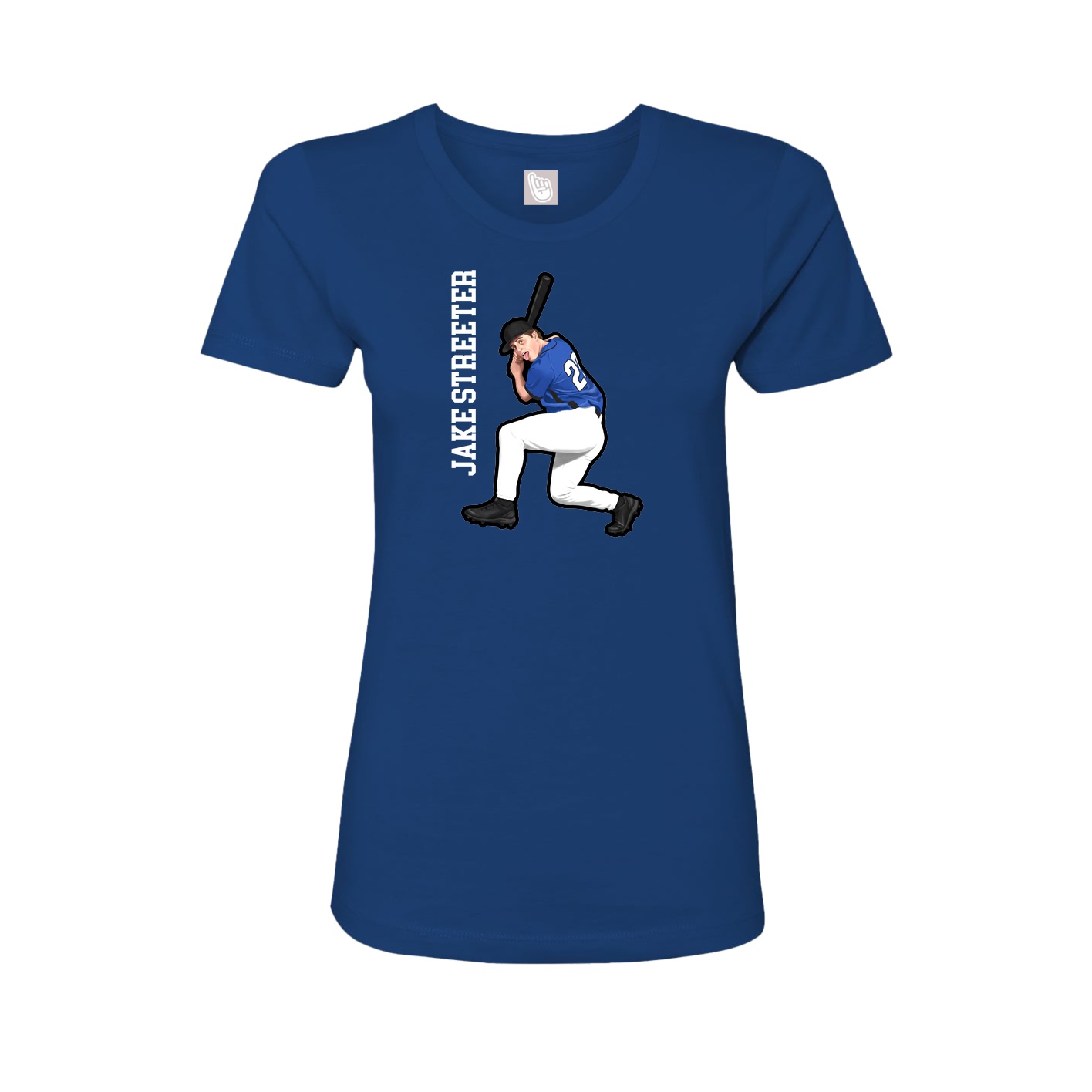 Fitted Women's Tee — Name Vertical in Royal