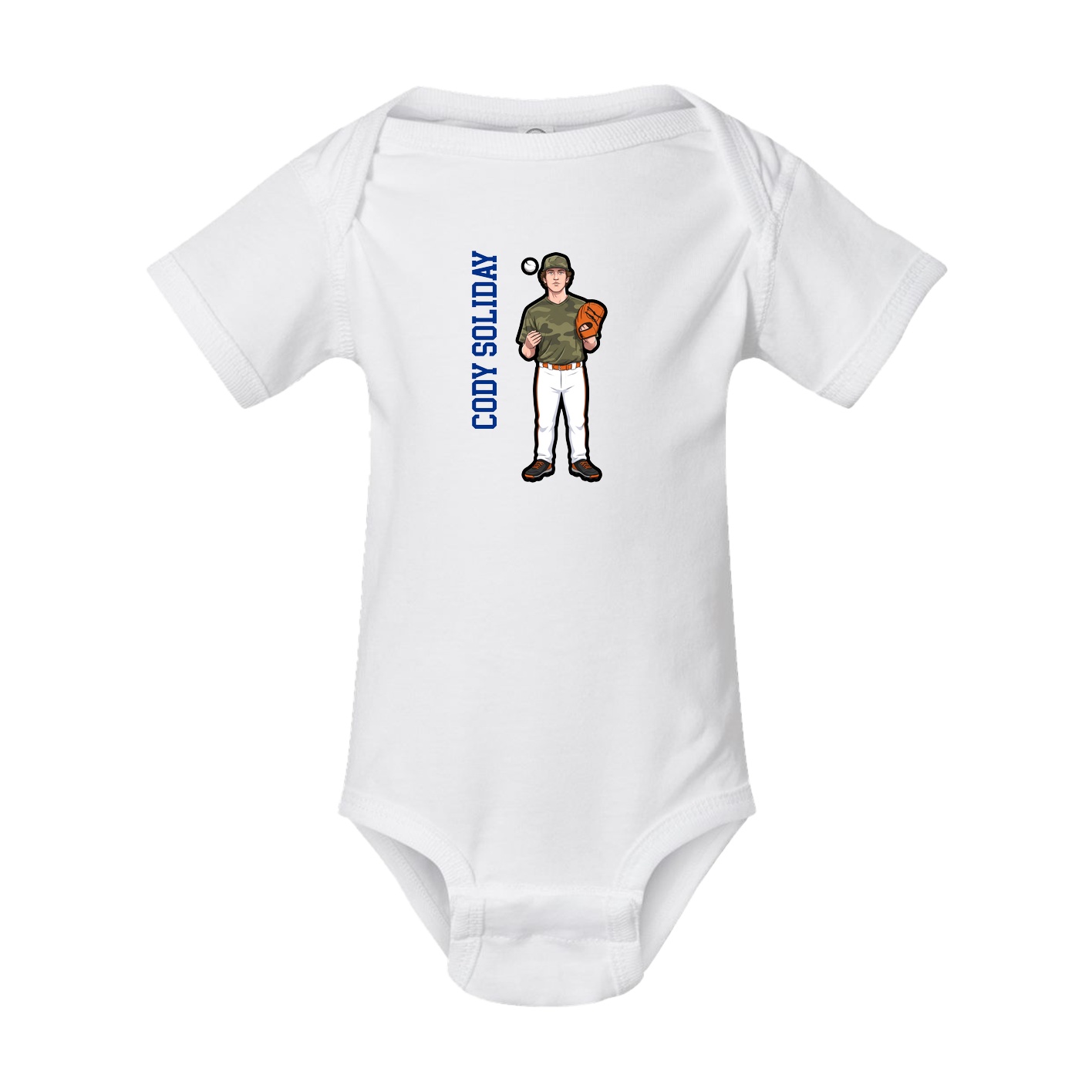 Baby Onesie — Name Vertical in White
