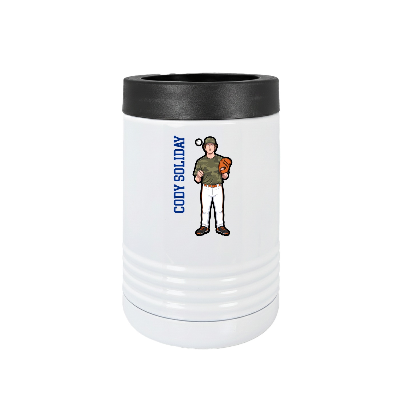Beverage Holder — Name Vertical in White