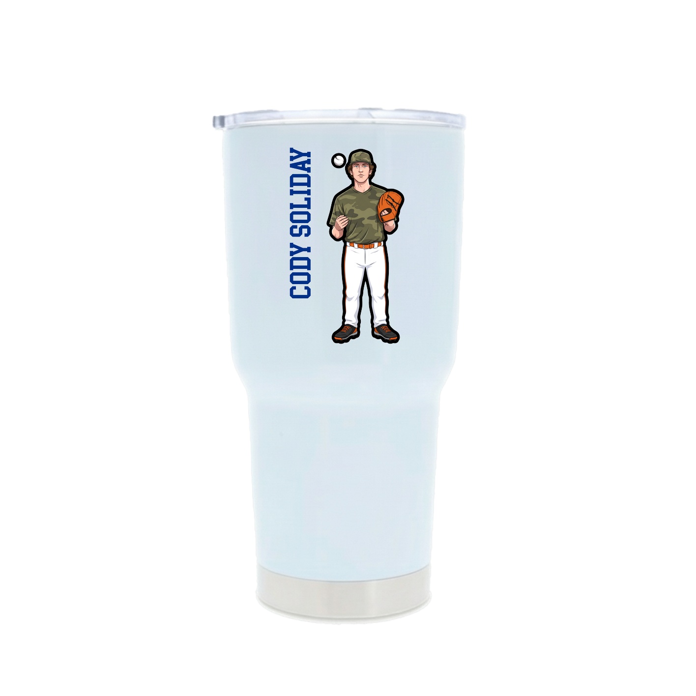 30oz Stainless Steel Tumbler — Name Vertical in White