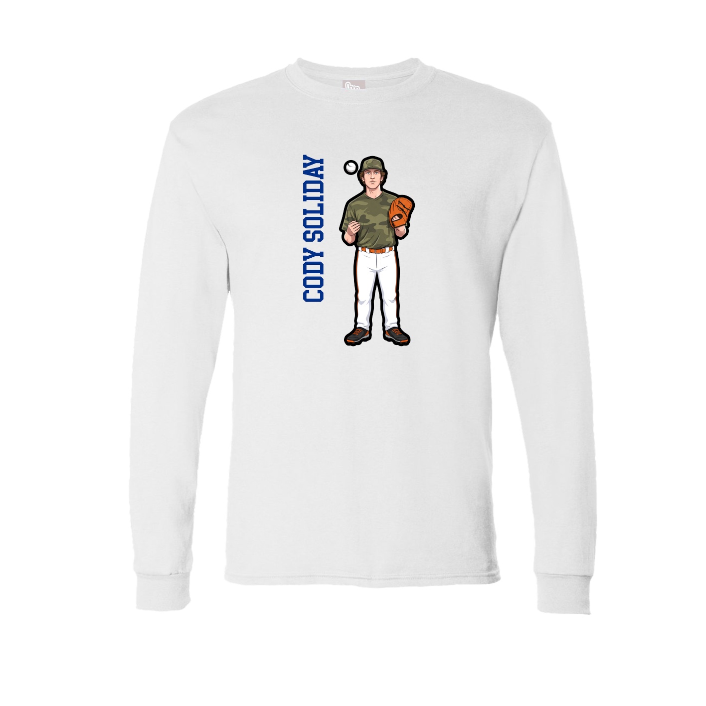 Long Sleeve Tee — Name Vertical in White