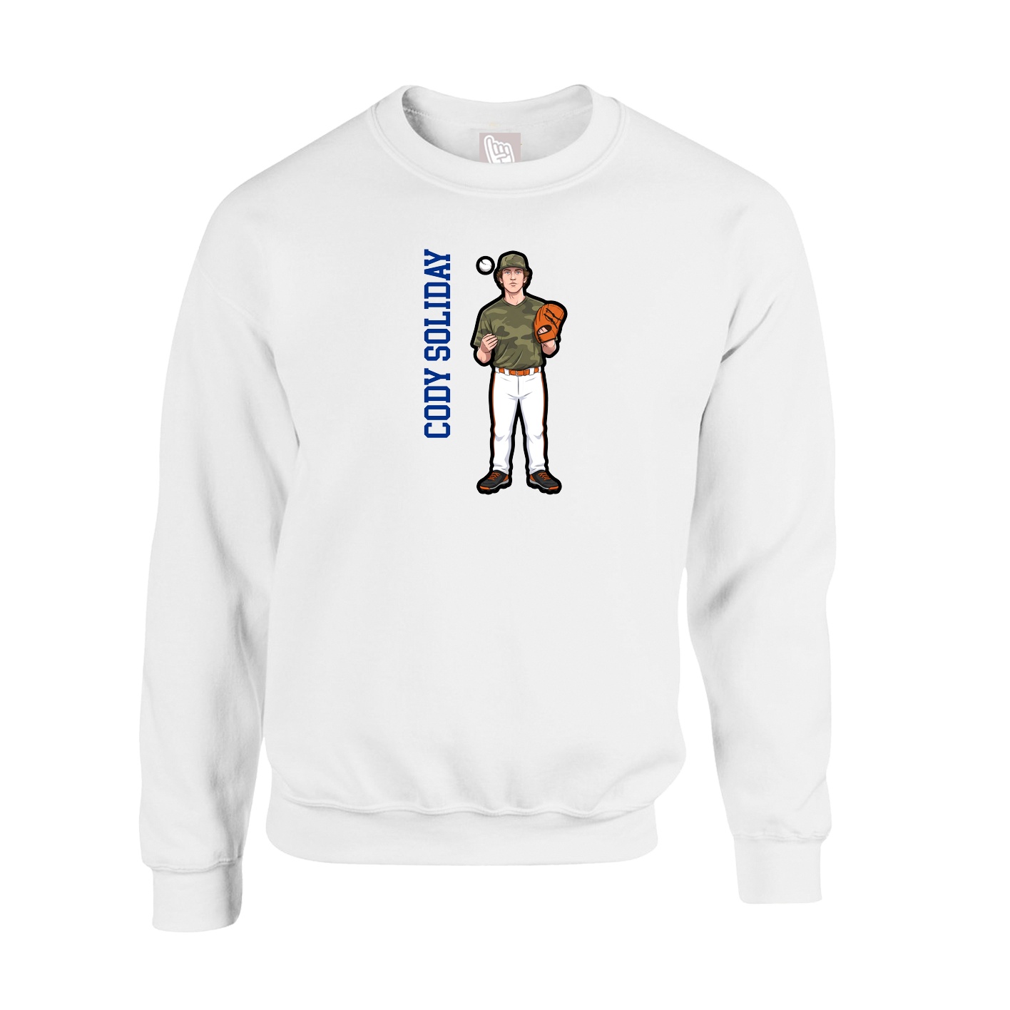 Fleece Crew — Name Vertical in White