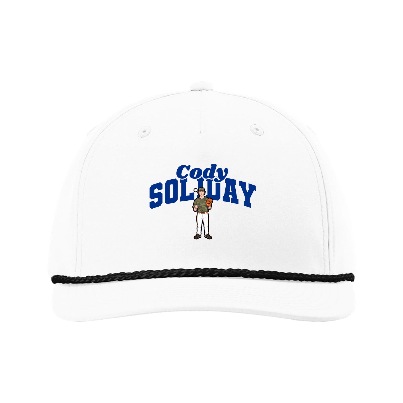 Five-Panel Classic Rope Cap — Signature Arch in White