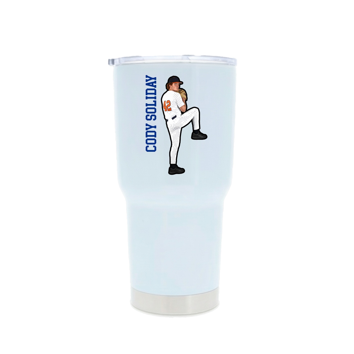 30oz Stainless Steel Tumbler — Name Vertical in White