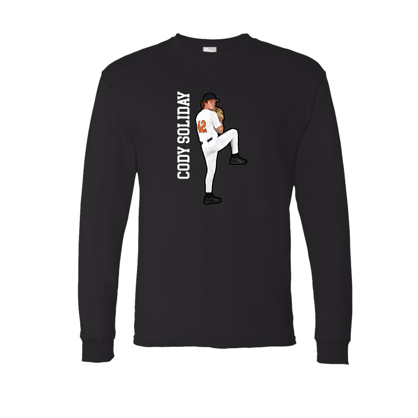 Long Sleeve Tee — Name Vertical in Black