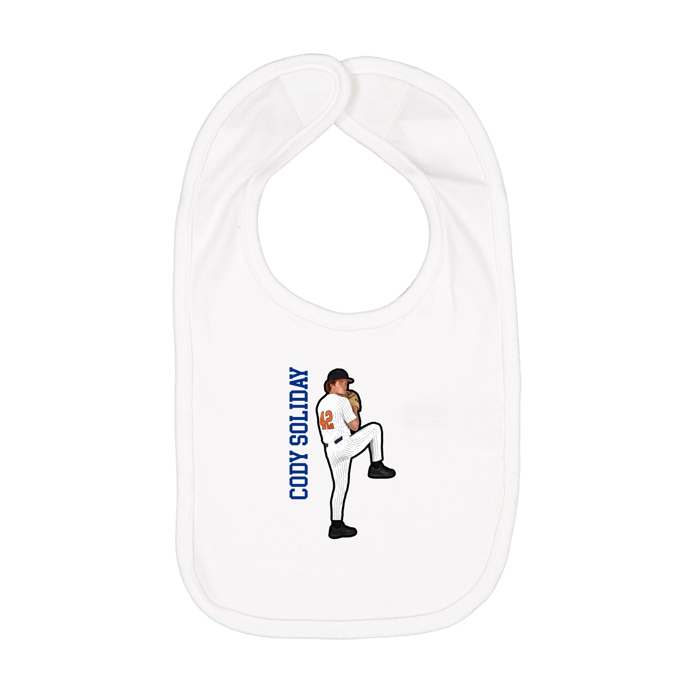 Infant Bib — Name Vertical in White