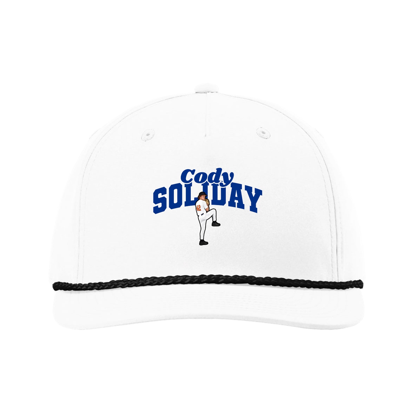 Five-Panel Classic Rope Cap — Signature Arch in White