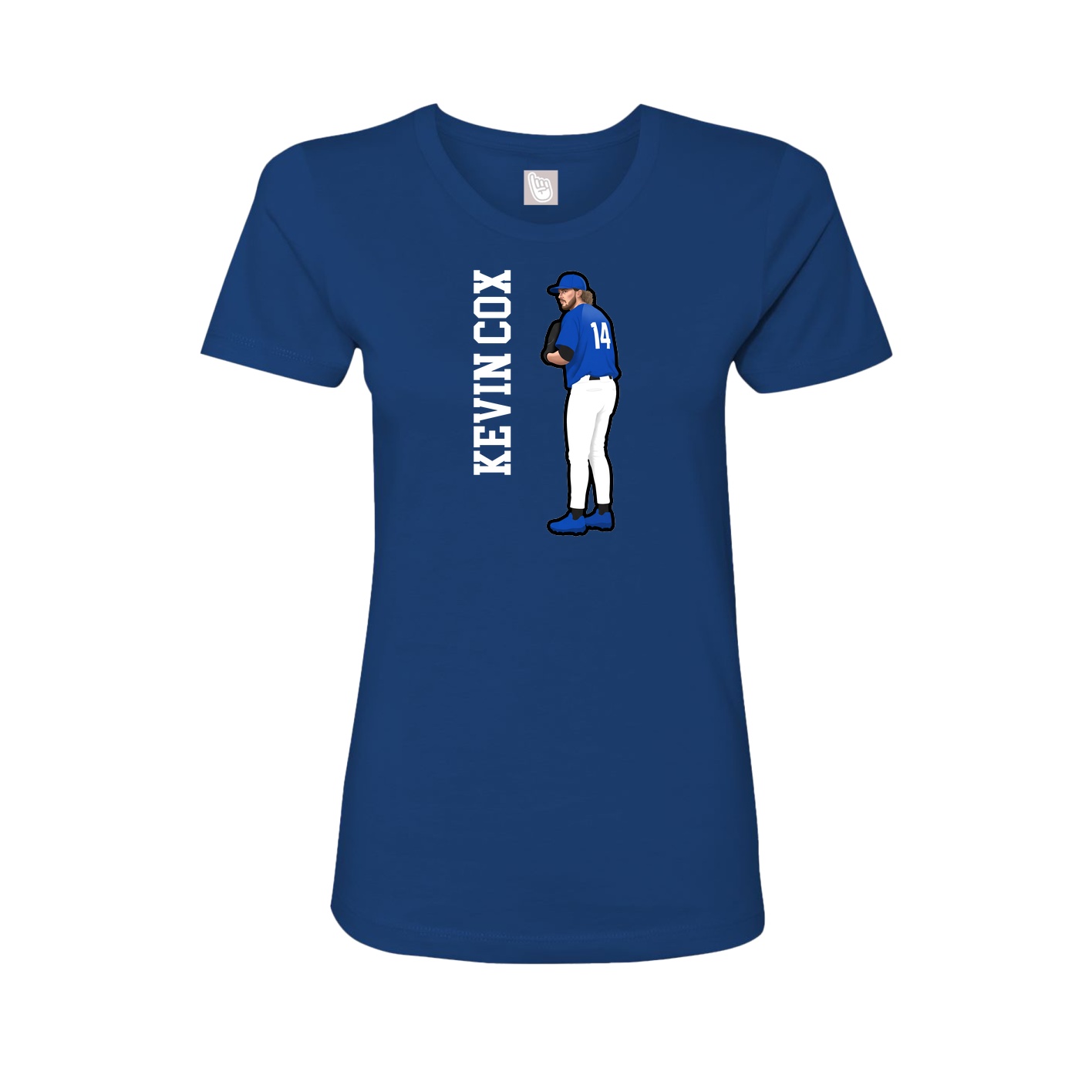 Fitted Women's Tee — Name Vertical in Royal