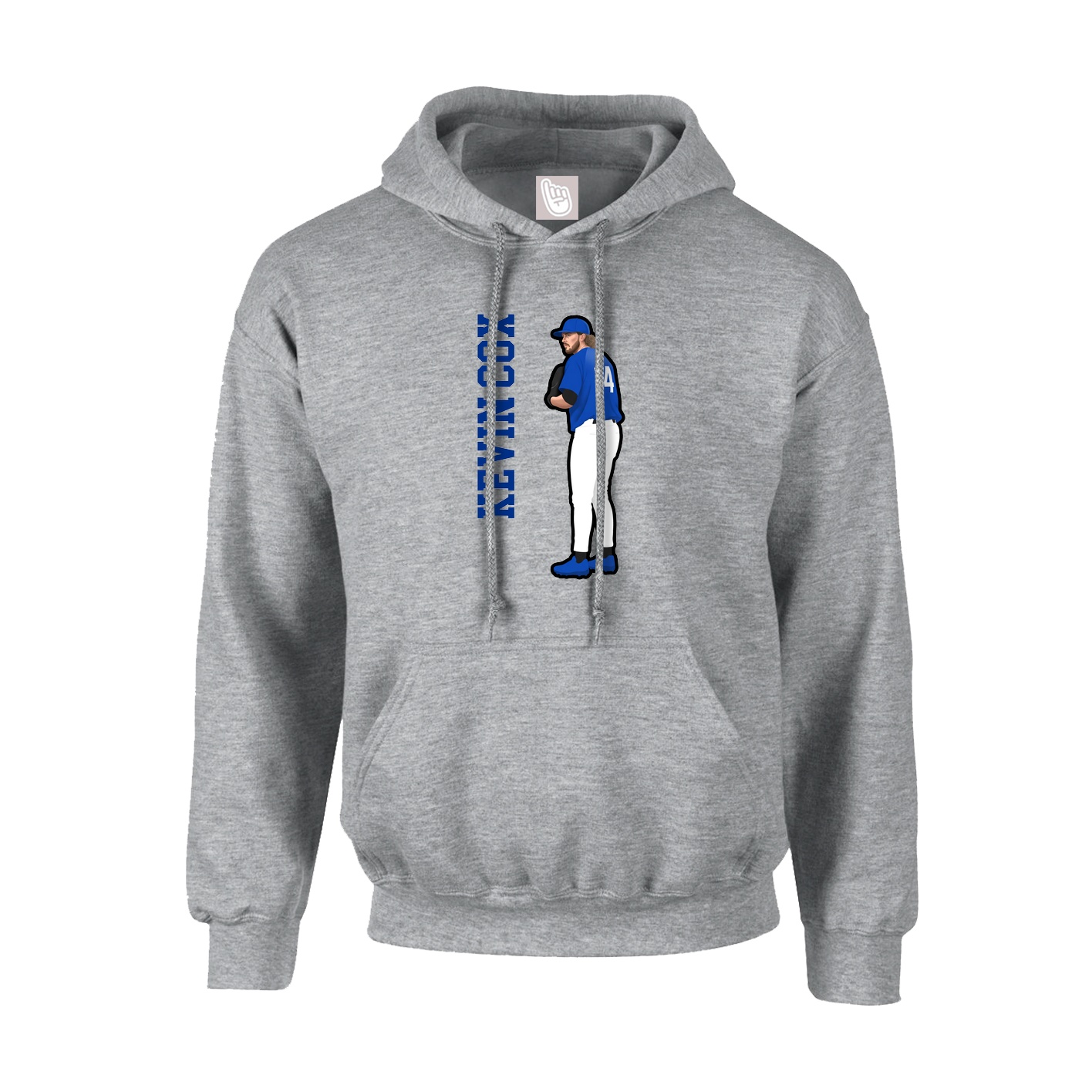 Hoodie — Name Vertical in Grey