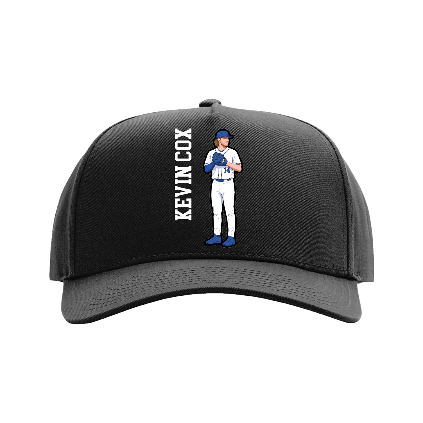 Full Fabric Five-Panel Champ Cap — Name Vertical in Black