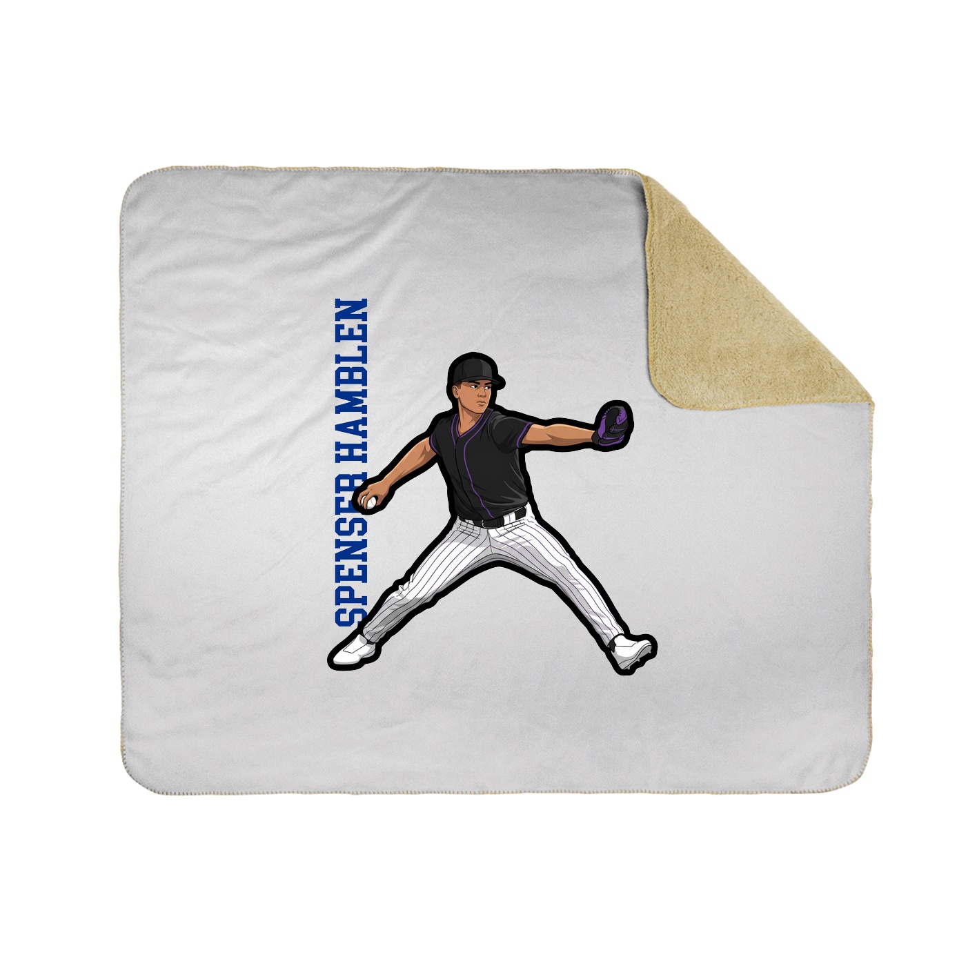 Throw Blanket — Name Vertical in White