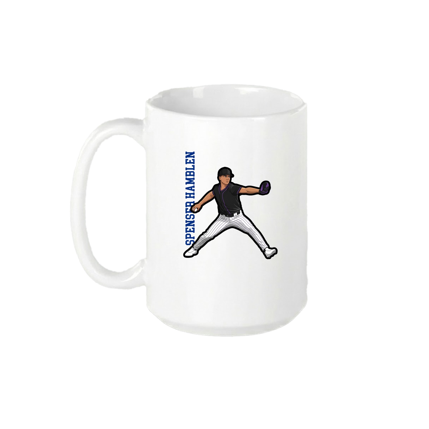 15oz Coffee Mug — Name Vertical in White